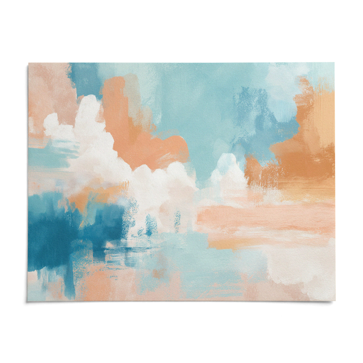 Blue Pink Abstract Painting, shown as an unframed paper print on a plain white background