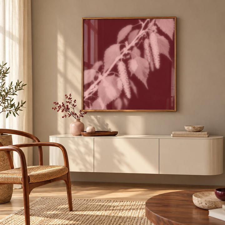 Blush Birch Print styled above a sideboard (frame not included)