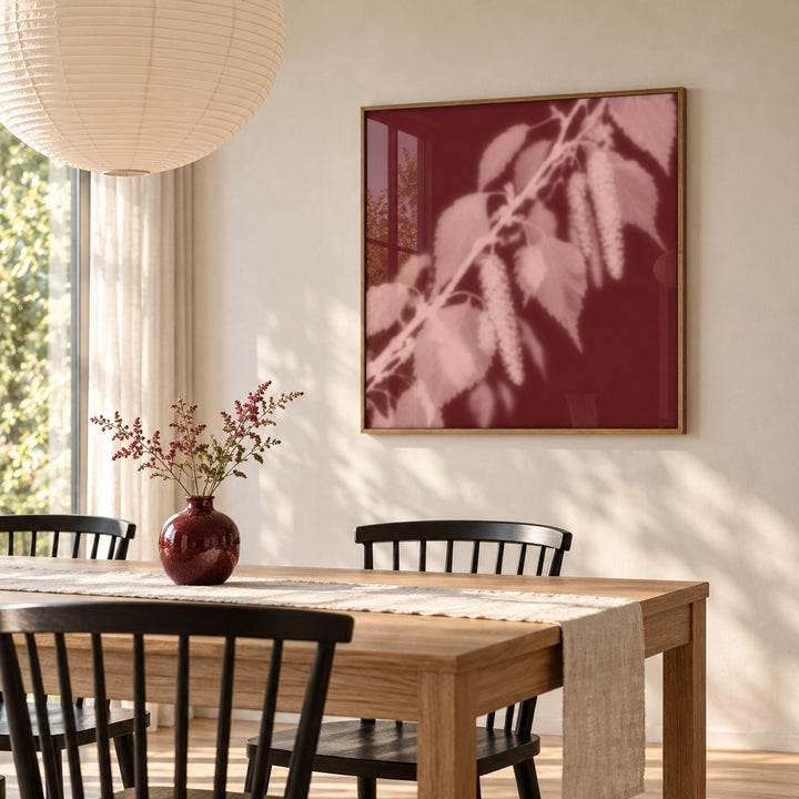 Blush Birch Print styled in a dining room (frame not included)