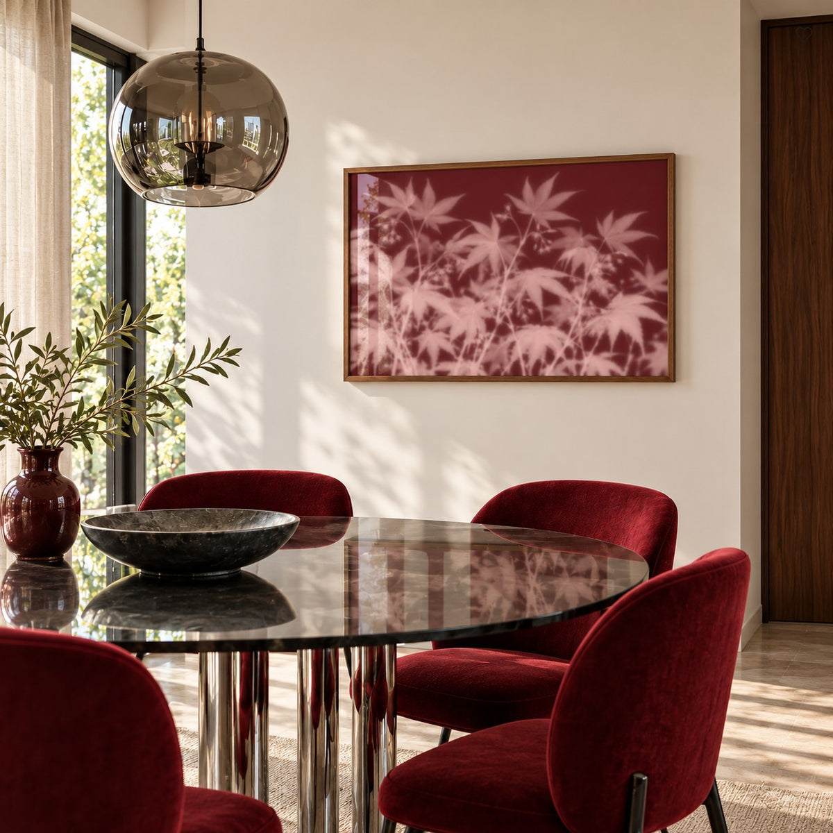 Blush Maple Print styled in a dining room (frame not included)