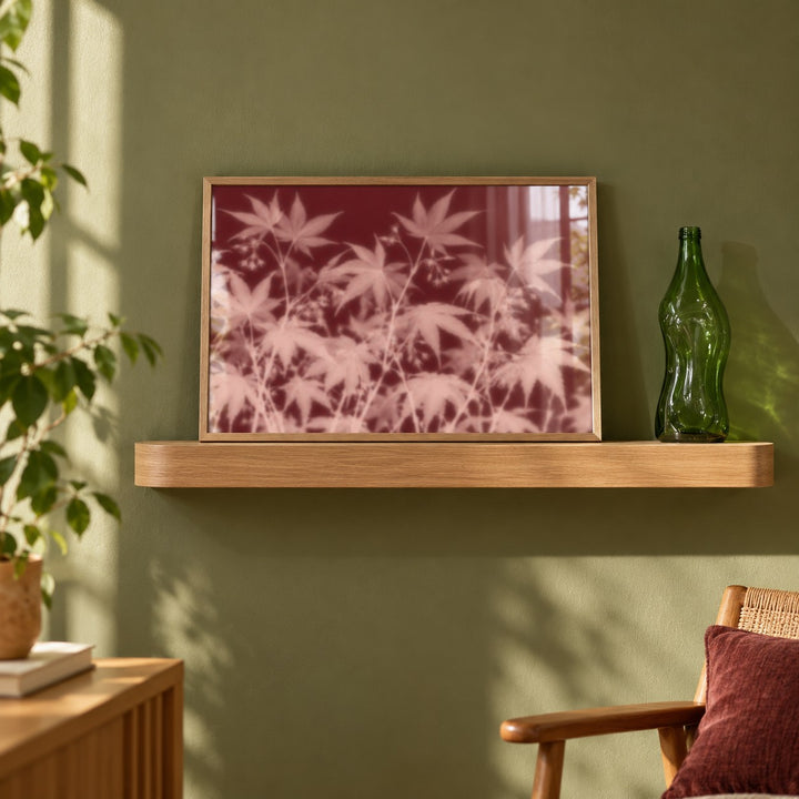 Blush Maple Print styled on a shelf against a green wall (frame not included)