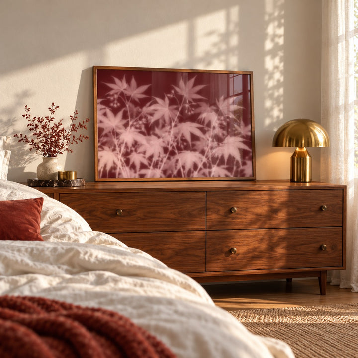 Blush Maple Print styled in a bedroom (frame not included)