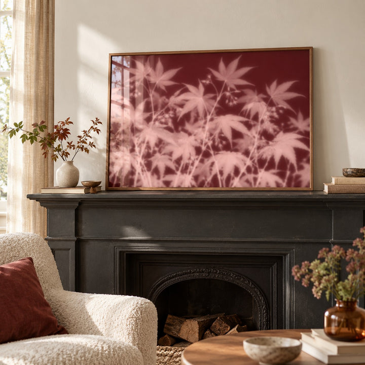 Blush Maple Print styled on a mantelpiece (frame not included)