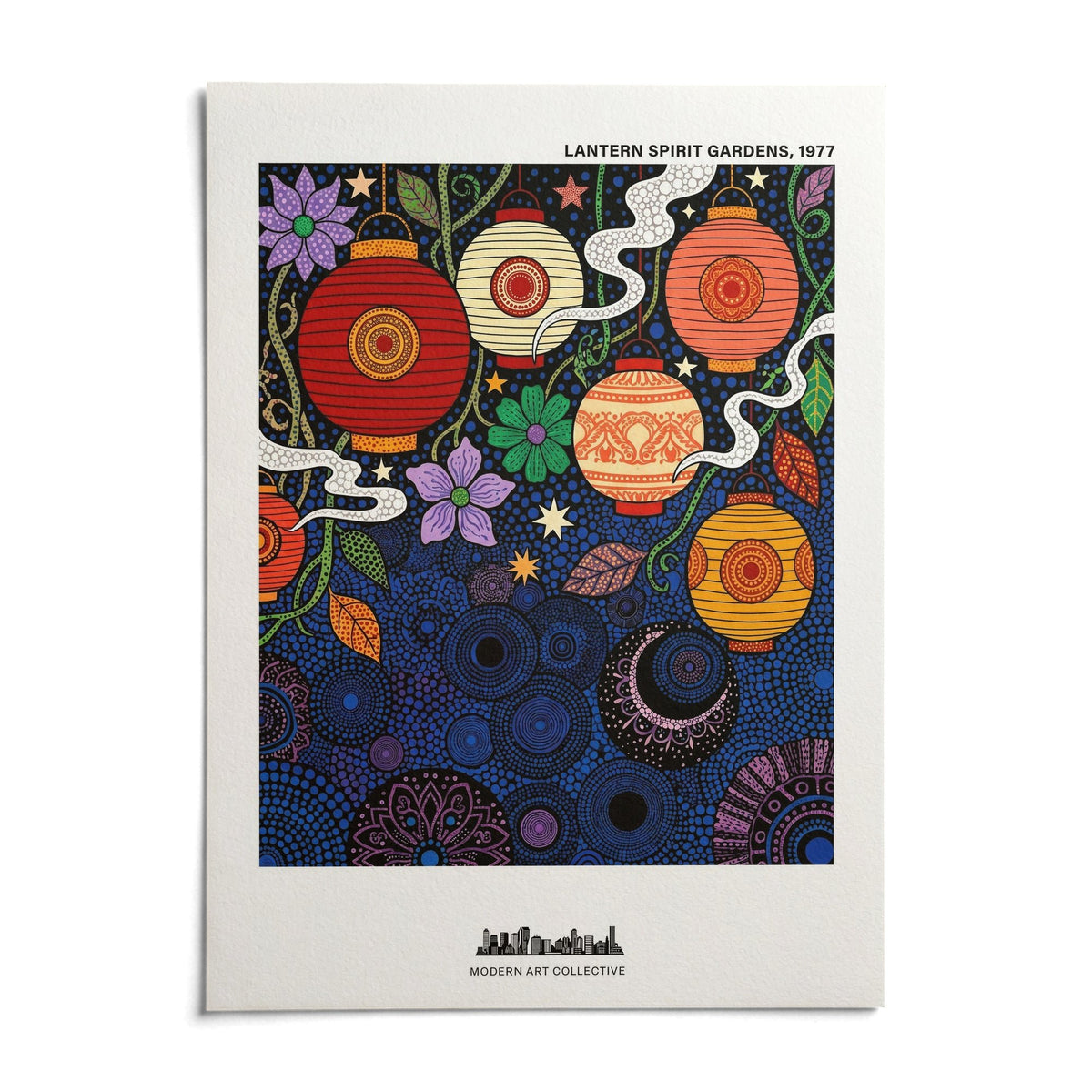 Bohemian Lantern Poster, shown as an unframed paper print on a plain white background