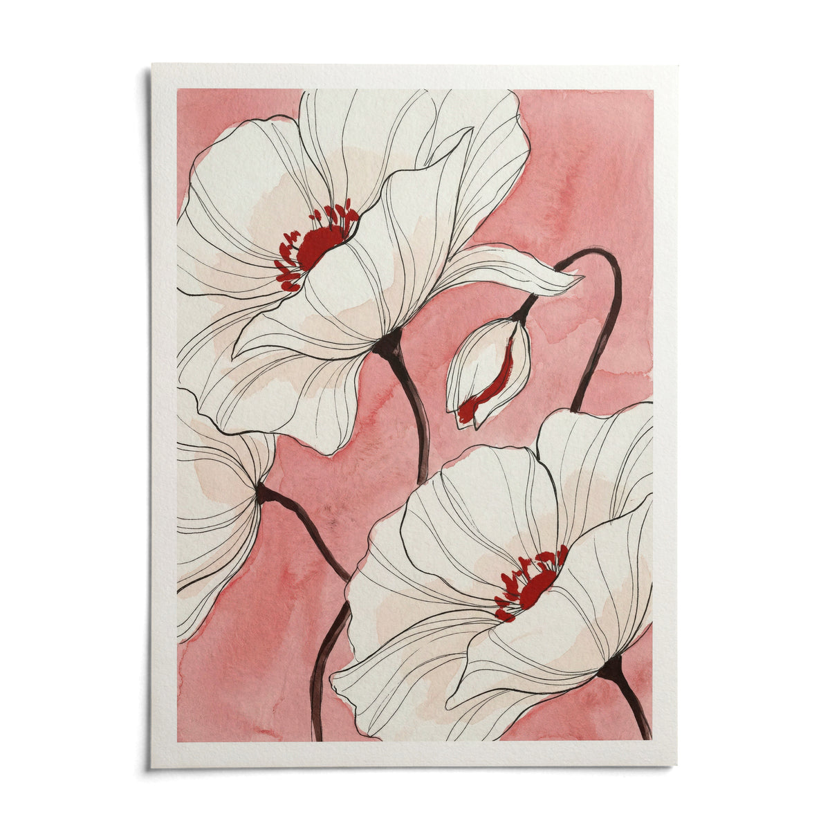Botanical Floral Art Print, shown as an unframed paper print on a plain white background