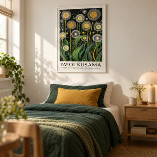 Botanical Wall Art, framed on the wall of a calm single guest bedroom with a warm white wall