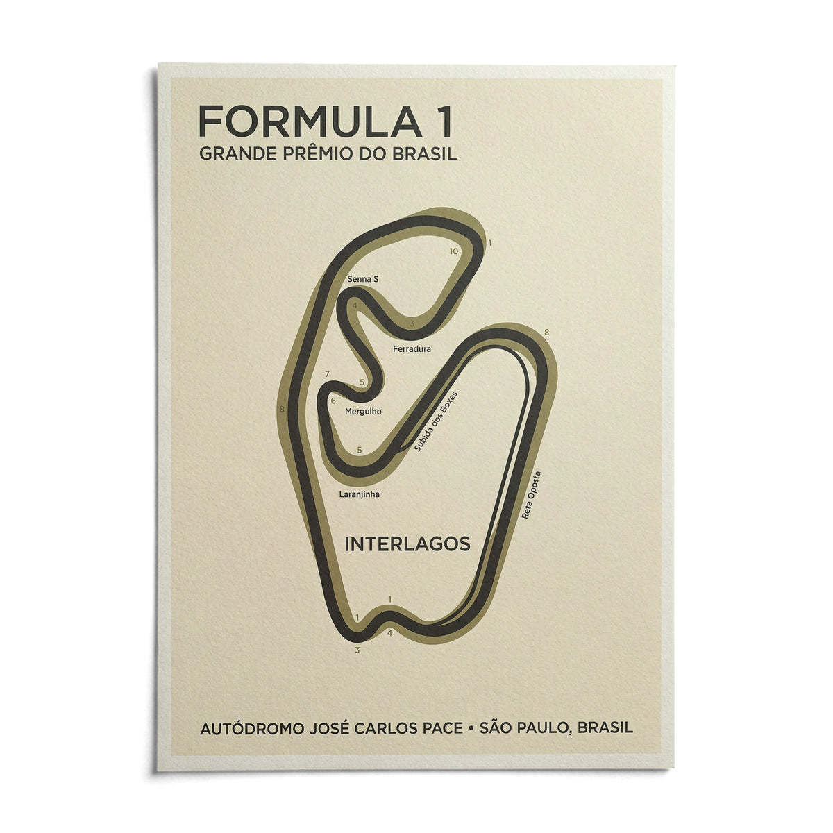 Brazilian Race Circuit Poster, shown as an unframed paper print on a plain white background