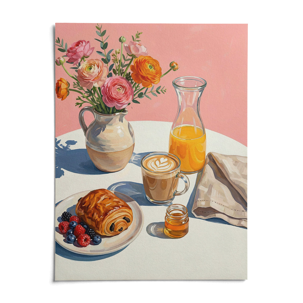 Breakfast Wall Art, shown as an unframed paper print on a plain white background