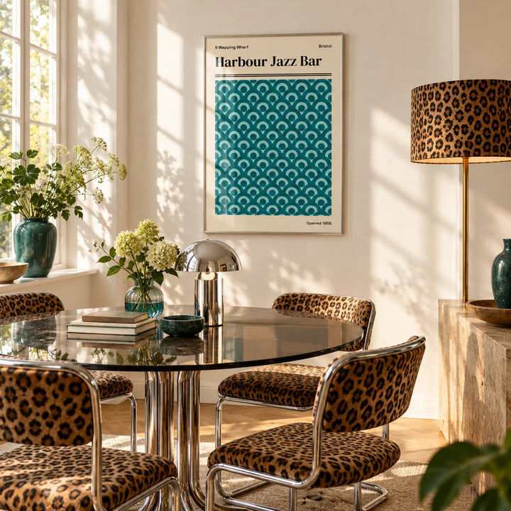 Bristol Print, framed on the wall of a bright white dining room in strong afternoon sun