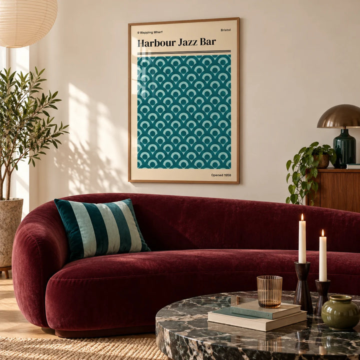 Bristol Print, framed on the wall of a calm living room with a warm white wall