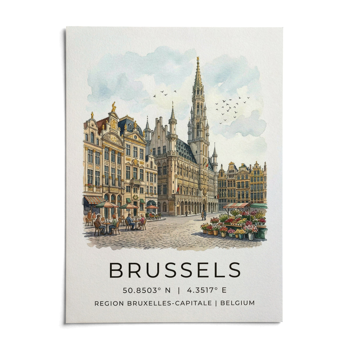 Brussels Architectural Art Print, shown as an unframed paper print on a plain white background