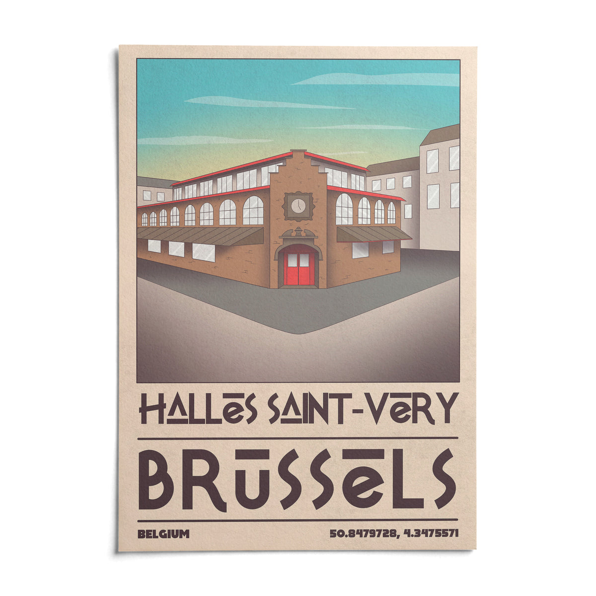 Brussels Architecture Art Print, shown as an unframed paper print on a plain white background