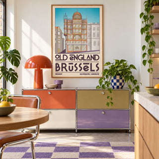 Brussels Architecture Print shown in a playful retro modern room (frame not included)