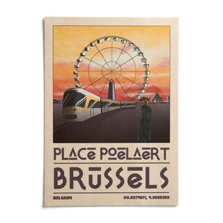Brussels Cityscape Art Print, shown as an unframed paper print on a plain white background