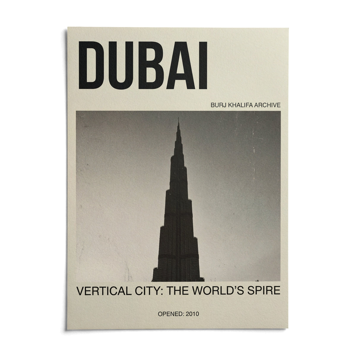 Burj Khalifa Art Print, shown as an unframed paper print on a plain white background