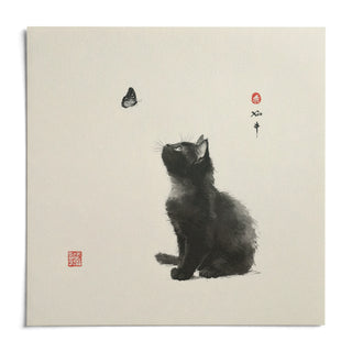 Butterfly Cat Poster, shown as an unframed paper print on a plain white background