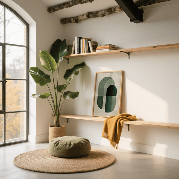 Green Tone Poster Print in subtle green and beige for home study wall art