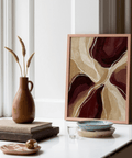 Modern Organic Abstract Art Print featuring Red, Brown, and Beige for office