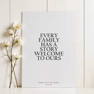 Personalized Family Poster in Gray tones for hallway wall art