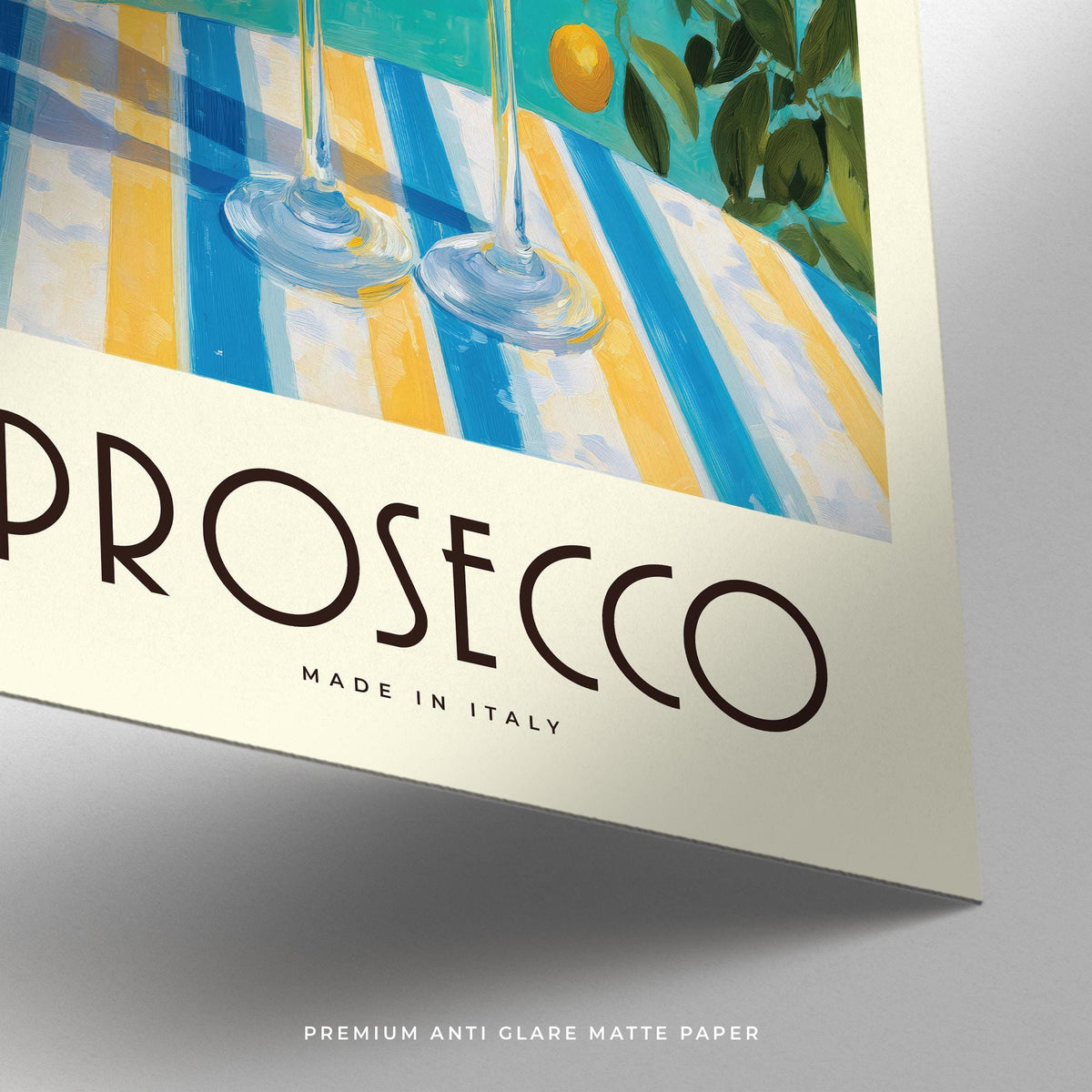 Mediterranean-themed Vintage Italian Poster with citrus and bubbly wine