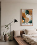 Modern wall art with leaves featuring botanical abstract style