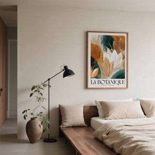 Modern wall art with leaves featuring botanical abstract style
