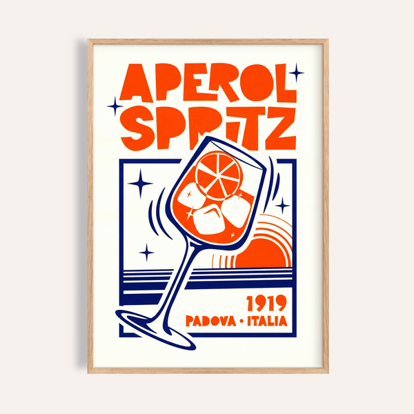 Italian Cocktail Art Print with Orange and Blue for kitchen wall art
