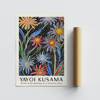 Contemporary floral pop art in colorful pointillist style.