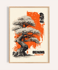 Cherry Blossom Tree Poster in Orange Black White for bedroom art print