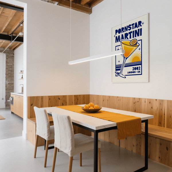 Pornstar Martini Poster kitchen print in Orange and Blue color palette