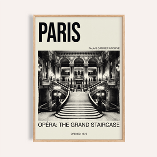 Archival Paris Opera Art Print poster showing Palais Garnier grand staircase