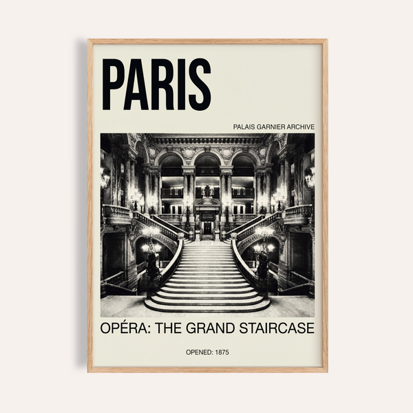 Archival Paris Opera Art Print poster showing Palais Garnier grand staircase