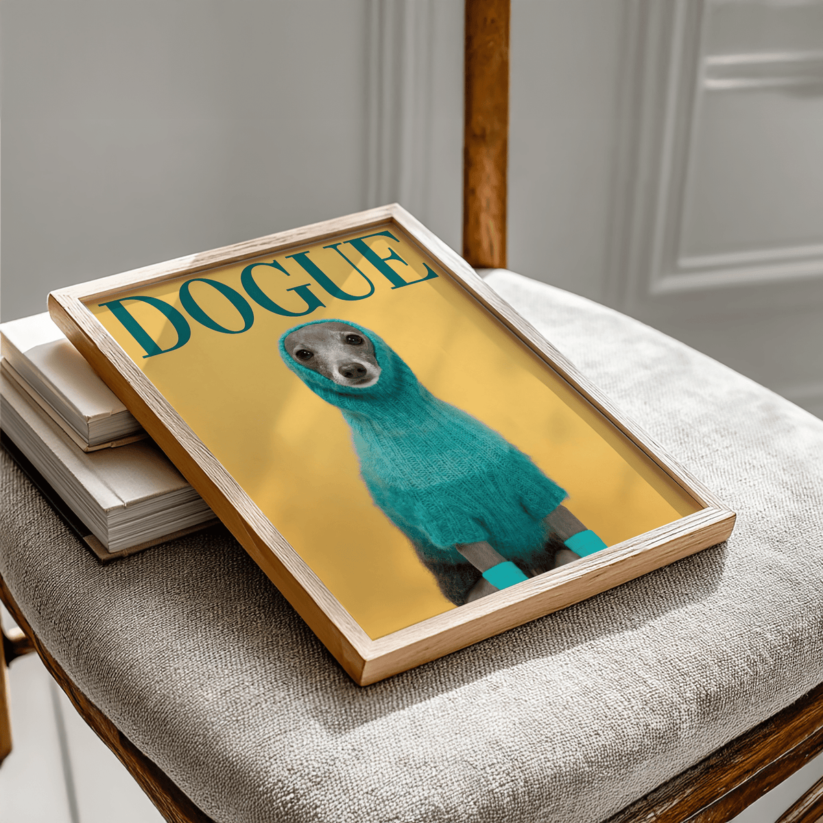 Cute Pet Wall Art dog print with gray tones, ideal for office wall art