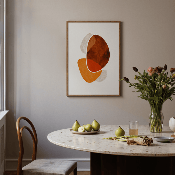 Contemporary Abstract Poster showing overlapping shapes with paper texture