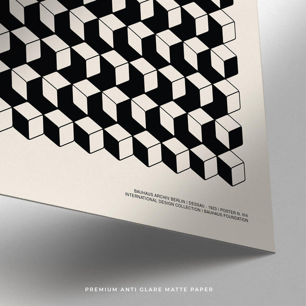 Vintage-inspired Bauhaus Design Poster with sharp cube repetition.
