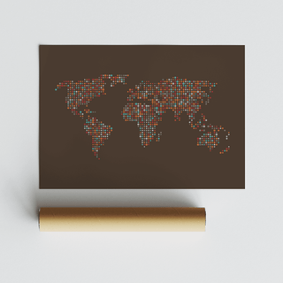 Map of the World Poster red and brown entryway wall art