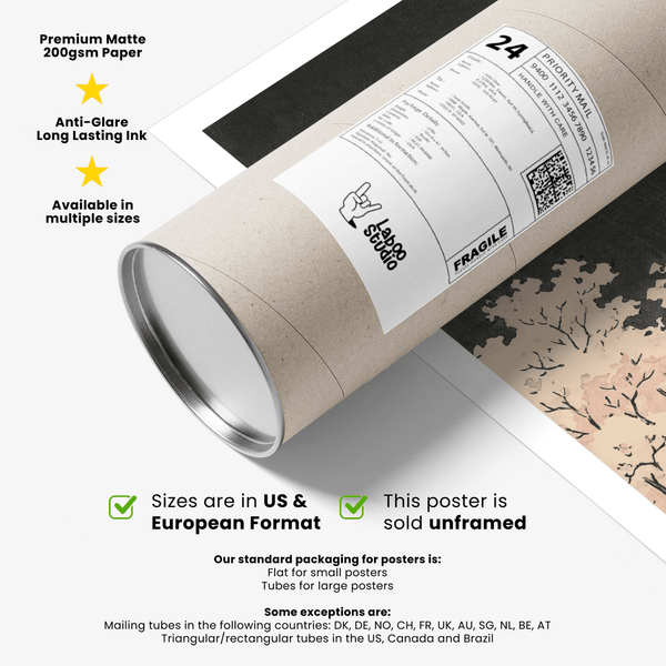 Cherry Blossom Art Print with Beige bridge designed for cozy living space