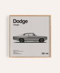 Dodge Charger Art Print in gray and black for a living room wall art display