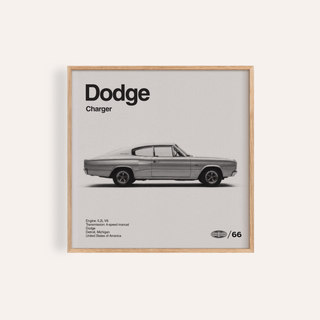 Dodge Charger Art Print in gray and black for a living room wall art display