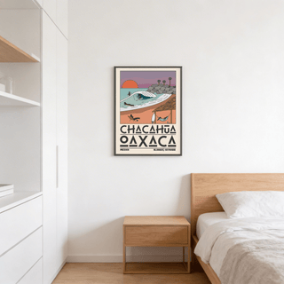 Surf art print of Chacahua Oaxaca with geometric typography