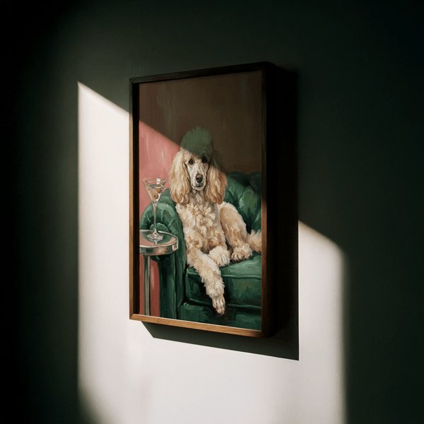 Elegant Poodle Wall Art print, Pink wall tone for reception area