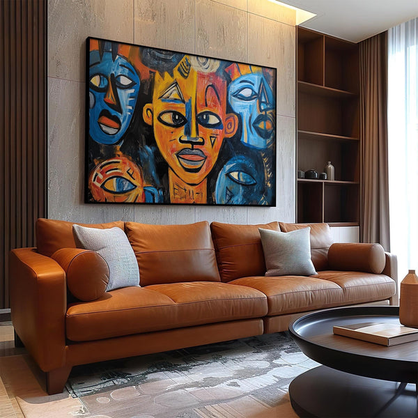 Tribal-inspired abstract African wall art for boys' bedrooms