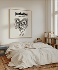 Jazz Social Club Art Print for music room, featuring bold Black details