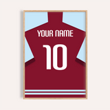 Custom Football Shirt – Plain Claret with White Number — wooden-frame main image