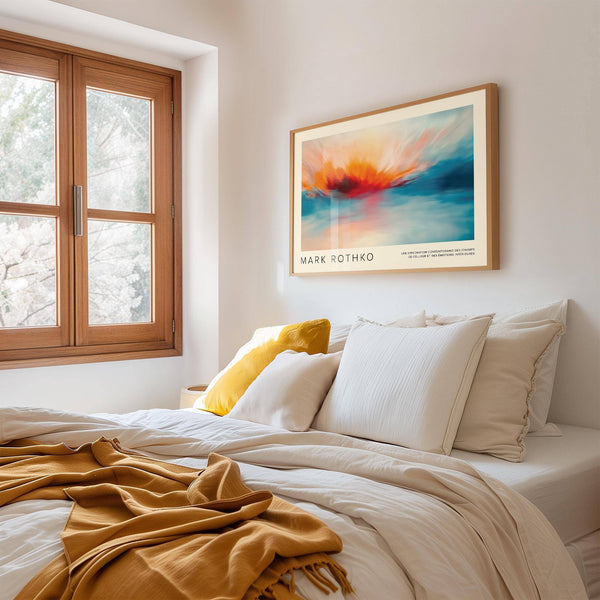 Abstract sea scape wall art print with soothing ocean tones