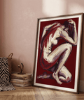 Figurative Art Print wall art featuring a crouched reclining figure pose