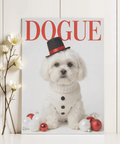 Christmas Shih Tzu Poster print with red, white, ideal for hallway display