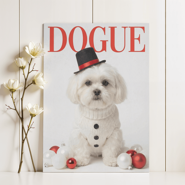 Christmas Shih Tzu Poster print with red, white, ideal for hallway display