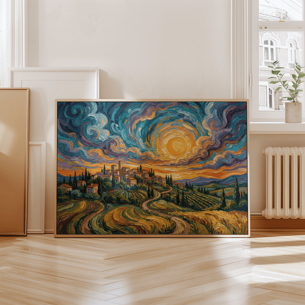 Multicolored Sunset Scenery Wall Art in pink tones for dining room wall art