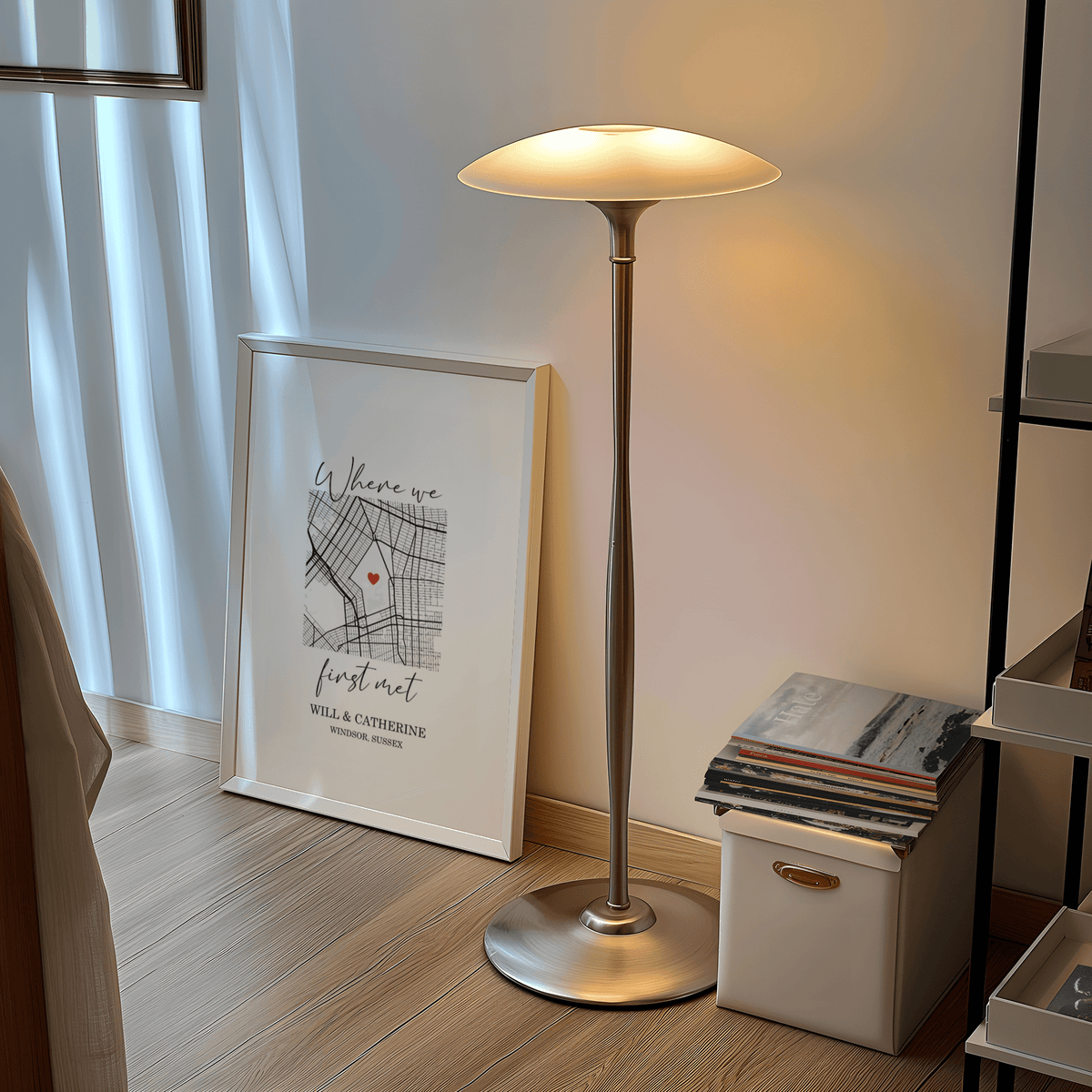 Heart on Map Print with Red heart accent for cozy guest room art print